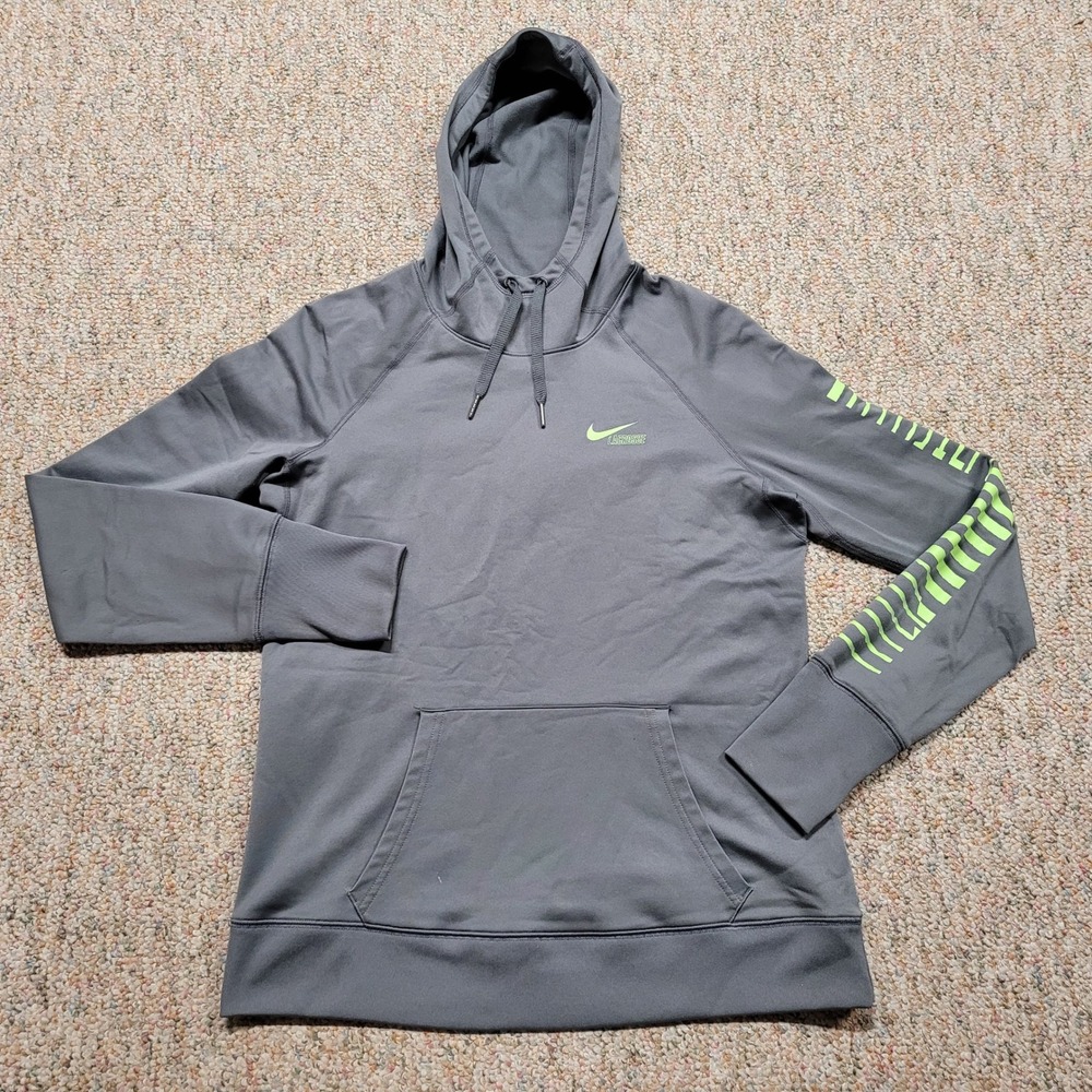 Nike Hoodie Womens Medium Gray Lacrosse Pullover Dri-Fit Athletic Sweatshirt